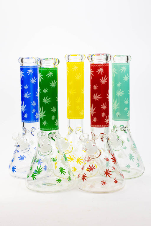 14" Leaf Glow in the dark 7 mm glass bong [A52] Glass Bong Canadian Distributor