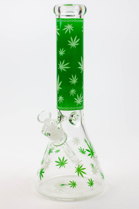 14" Leaf Glow in the dark 7 mm glass bong [A52]-Green - One Wholesale