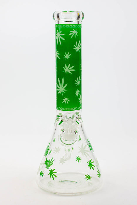 14" Leaf Glow in the dark 7 mm glass bong [A52]- - One Wholesale