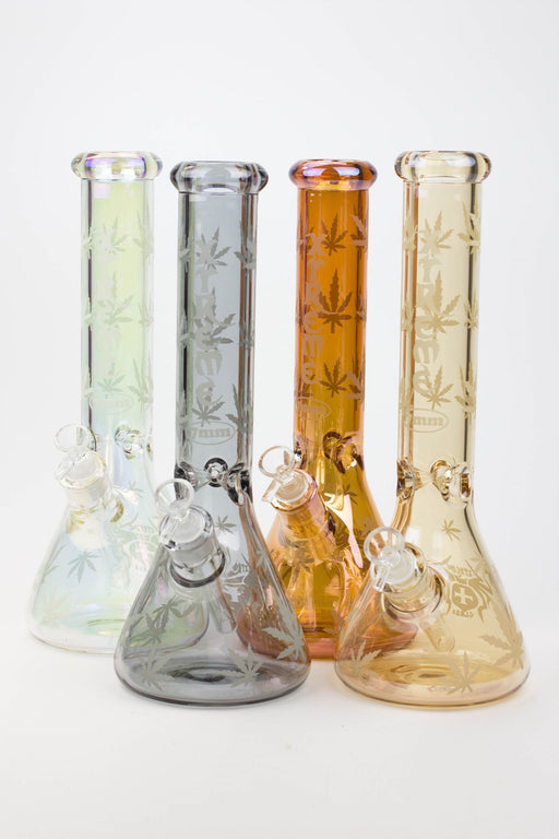 14" XTREME Glass / 7 mm / Leaf Electroplated Glass beaker Bong Glass Bong Canadian Distributor