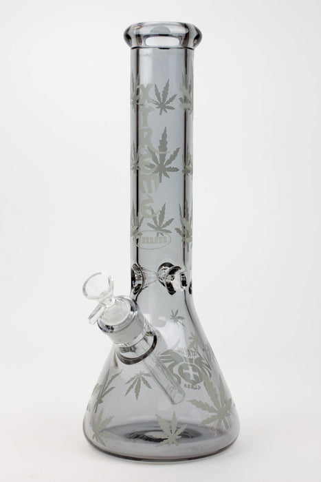 14" XTREME Glass / 7 mm / Leaf Electroplated Glass beaker Bong-Grey - One Wholesale