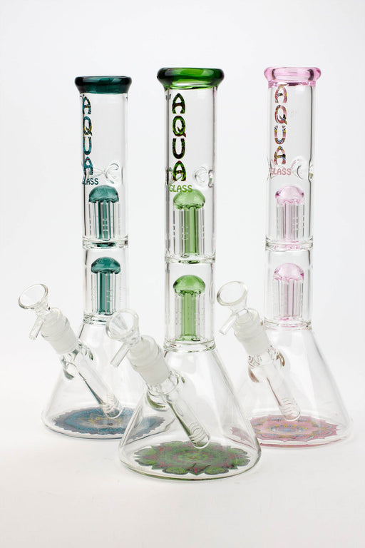 11.5" AQUA Dual tree arms percolator glass water bong Glass Bong Canadian Distributor