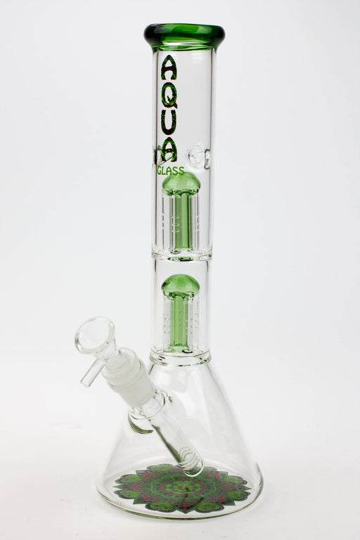 11.5" AQUA Dual tree arms percolator glass water bong Glass Bong Canadian Distributor Green