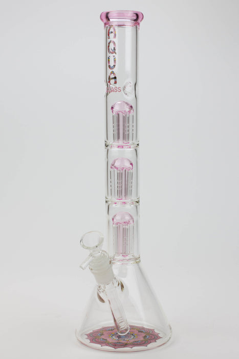 15" AQUA 5mm Triple tree arms percolator glass water bong-Pink - One Wholesale