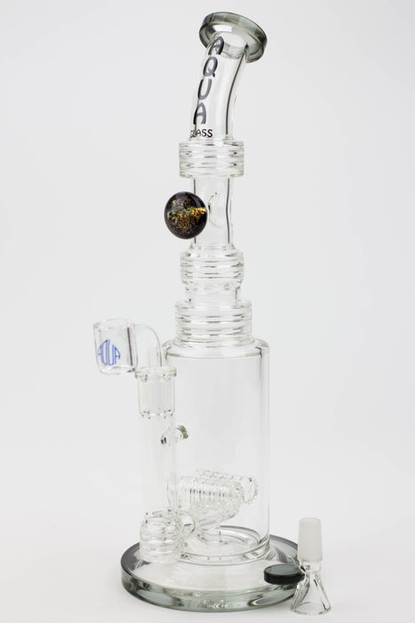 13" AQUA Glass / 2-in-1 / 7mm glass water bong-Black - One Wholesale