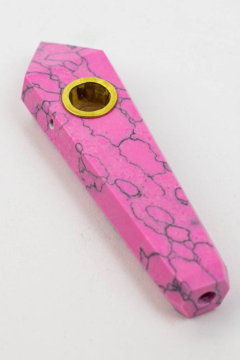 Acid Secs - Crystal Stone Smoking Pipe with choke hole-Pink Howlite - One Wholesale