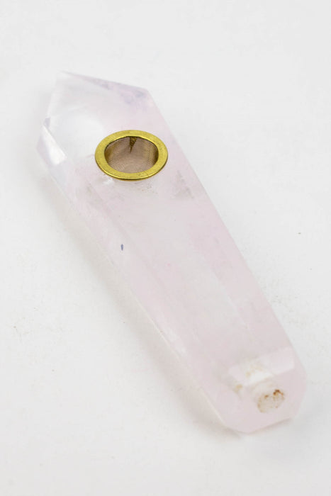 Acid Secs - Crystal Stone Smoking Pipe with choke hole-Pink & Clear Quartz - One Wholesale