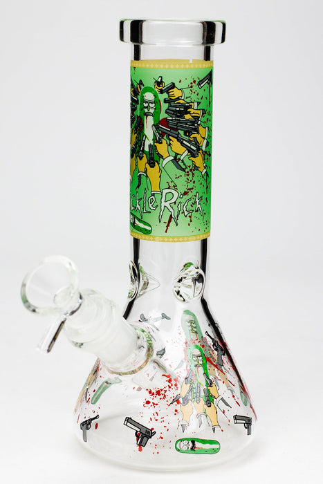 8" NM glass water bong-Glow in the dark-Graphic B - One Wholesale