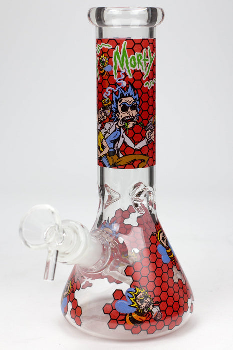 8" NM glass water bong-Bee-Red - One Wholesale