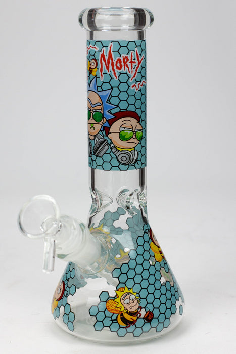 8" NM glass water bong-Bee-Blue - One Wholesale