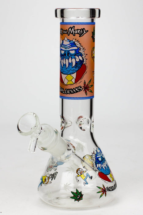 8" NM glass water bong-Glow in the dark-Graphic D - One Wholesale