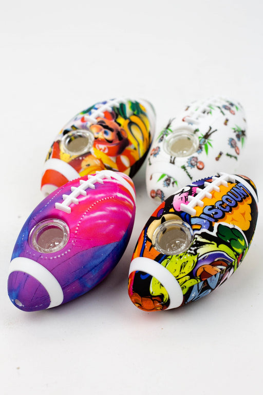 Football Silicone hand pipe with glass bowl Silicone Pipe BANKA