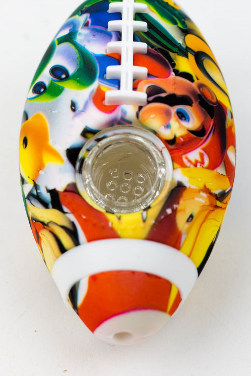 Football Silicone hand pipe with glass bowl Silicone Pipe BANKA