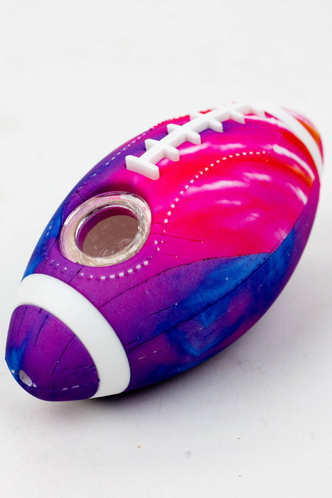 Football Silicone hand pipe with glass bowl-Grapnic C - One Wholesale