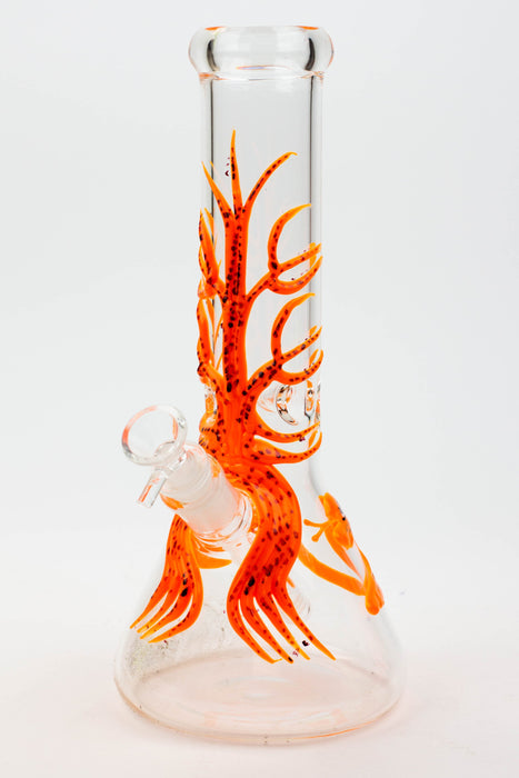 11.5" Glow in the dark color tree glass beaker bong [CD2002]-Orange - One Wholesale