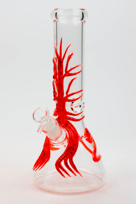 11.5" Glow in the dark color tree glass beaker bong [CD2002]-Red - One Wholesale