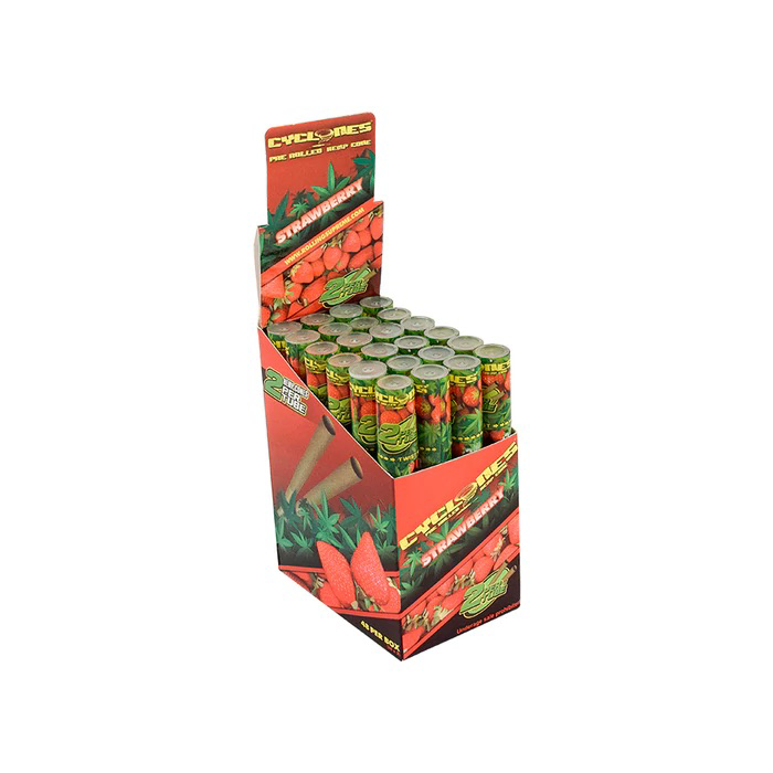 CYCLONES HEMP WRAPS CONE - 24 packs Leaf Wrap ONE Strawberry