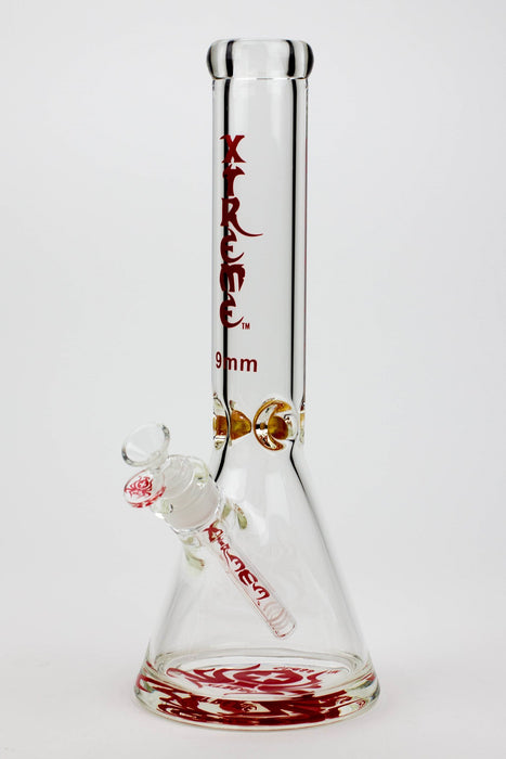 14" XTREME Glass / 9 mm / Classic Glass beaker Bong-Red - One Wholesale