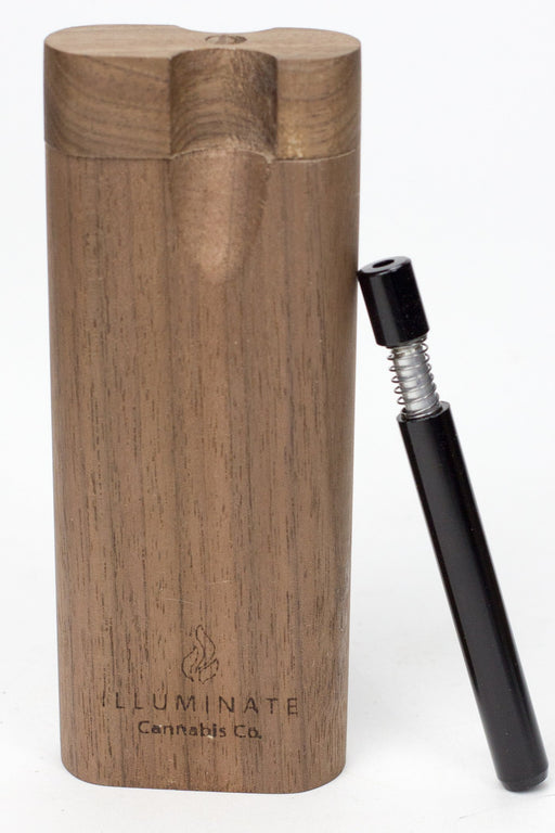 Walnut Dugout with Anodized Spring One hitter Dugout Illuminate Cannabis Co. Black
