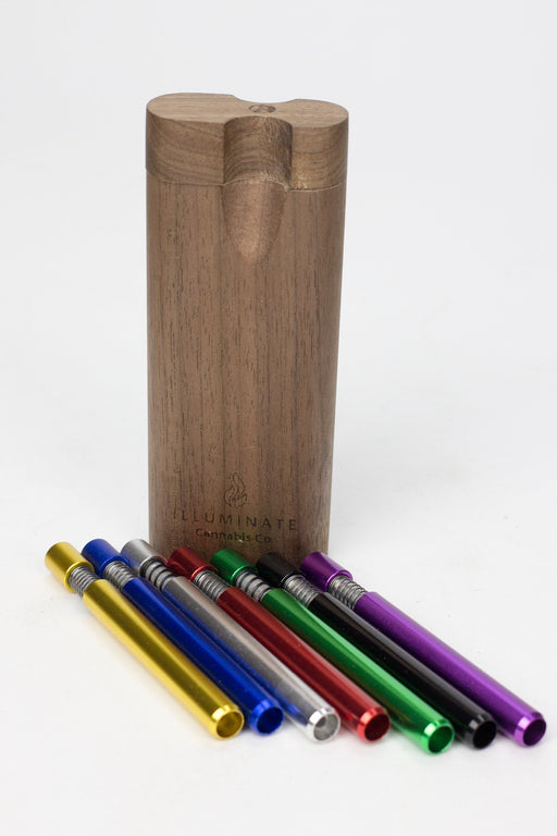 Walnut Dugout with Anodized Spring One hitter Dugout Illuminate Cannabis Co. Random Color