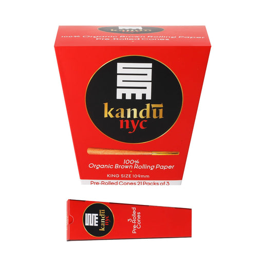 Kandu NYC King Size Pre Rolled Cones, Display Box 21 Count with 3 Cones Each Pre-rolled Cone (Display Pack) Kandu NYC 1+1 Pack Special