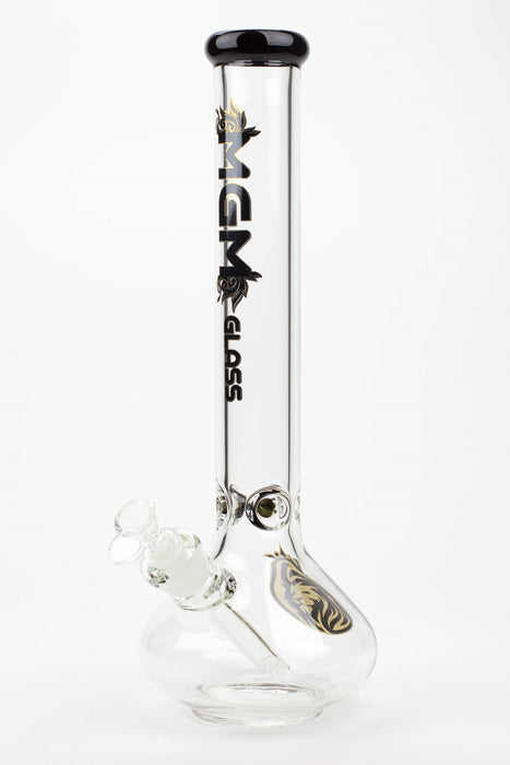 16" MGM glass / 7 mm / rounded base water bong-Black - One Wholesale
