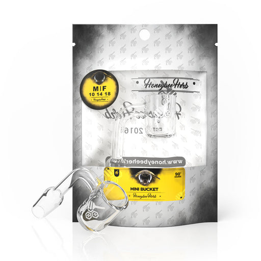 Honeybee Herb White Line 90° Mini Bucket Quartz Banger Bowl · Banger · Oil Burner Honeybee Herb