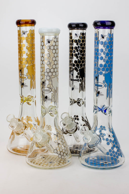 16" SOUL glass BEE / 9 mm / beaker glass bong [S2076] Glass Bong Canadian Distributor