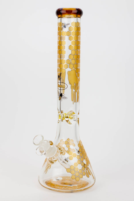 16" SOUL glass BEE / 9 mm / beaker glass bong  [S2076]-Gold - One Wholesale