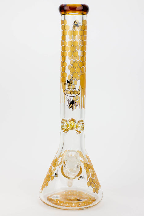 16" SOUL glass BEE / 9 mm / beaker glass bong  [S2076]- - One Wholesale