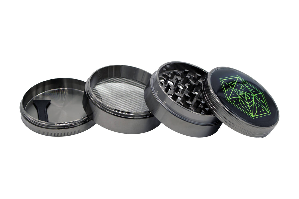 6.3 cm (2.5 inch) Spice Grinder, 4 Part, Vintage, Ancient Symbol Design, Magnetic Lid, Durable Zinc Alloy, Pollen Catcher - Leaf-Way Brand Accessories Regular Grinder Leaf-Way Store