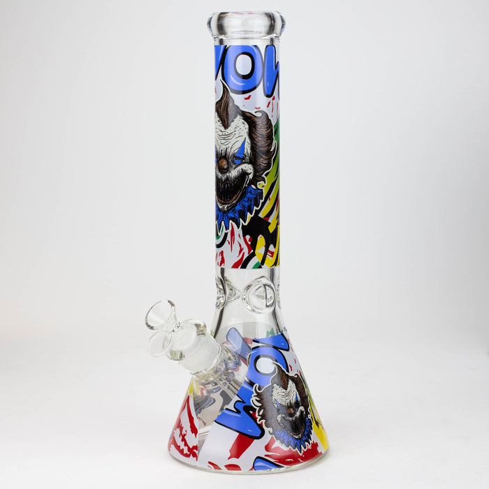 14" Freaky Clown Glow in the dark 7mm Glass Bong JJ Distribution 1-Pompadour