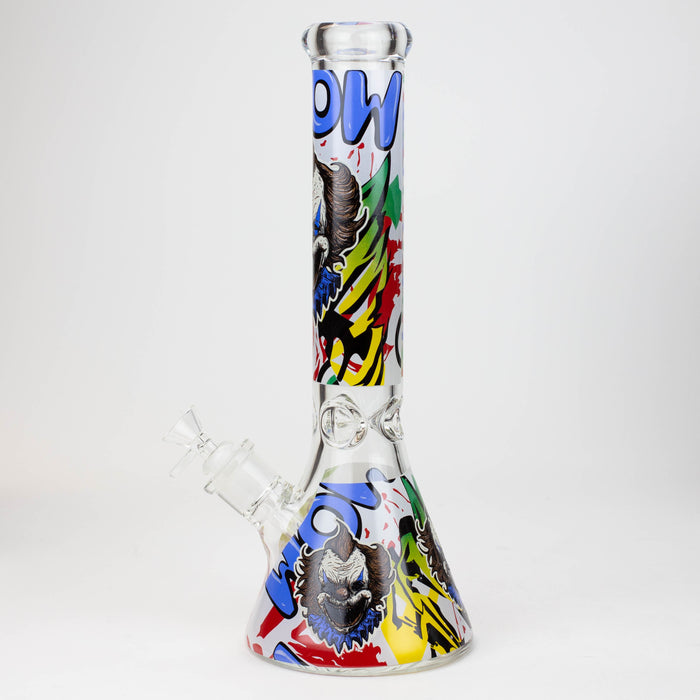 14" Freaky Clown Glow in the dark 7mm Glass Bong JJ Distribution