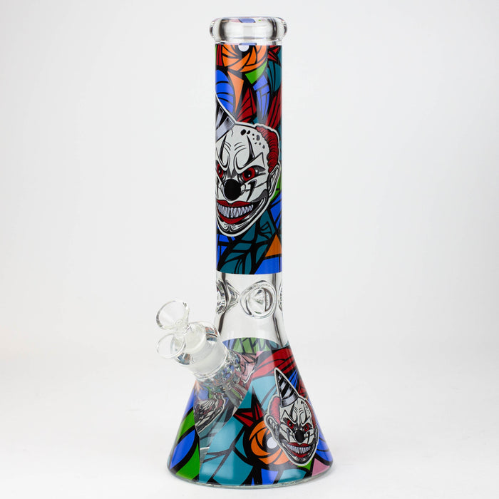 14" Freaky Clown Glow in the dark 7mm Glass Bong JJ Distribution 2-Baldy