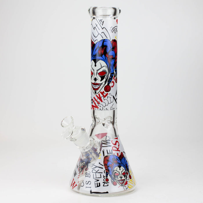 14" Freaky Clown Glow in the dark 7mm Glass Bong JJ Distribution 3-Quinn