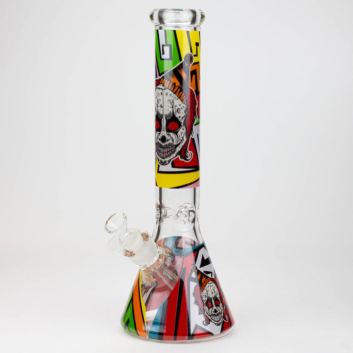 14" Freaky Clown Glow in the dark 7mm Glass Bong JJ Distribution 4-Slick