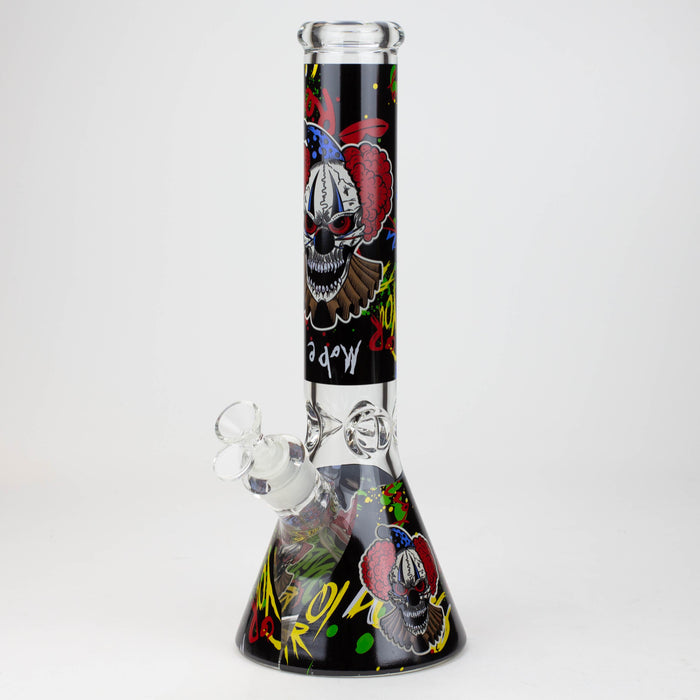 14" Freaky Clown Glow in the dark 7mm Glass Bong JJ Distribution 5-Curly