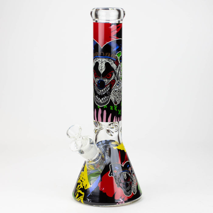 14" Freaky Clown Glow in the dark 7mm Glass Bong JJ Distribution 6-Joker