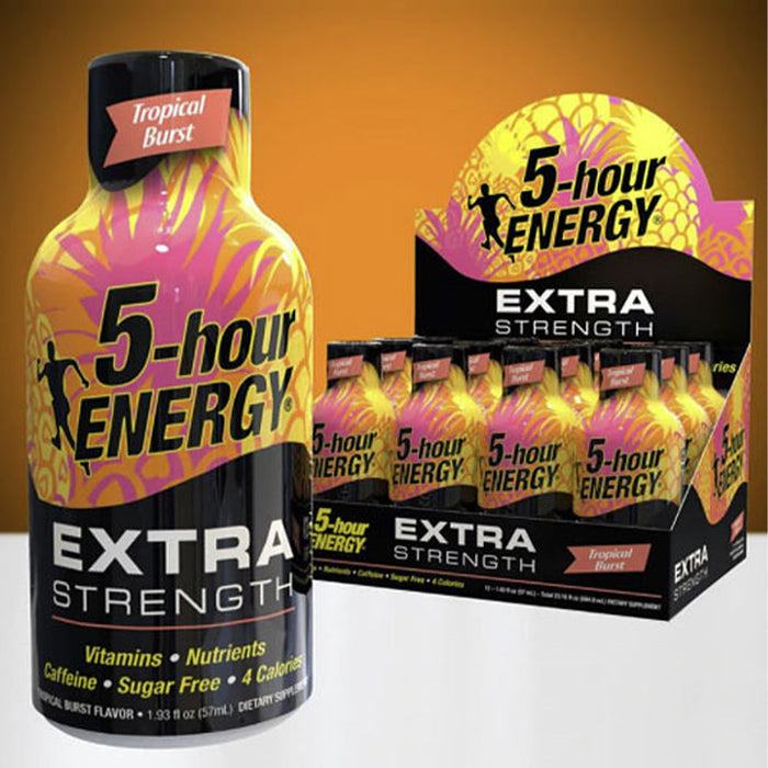 Tropical Burst Flavor Extra Strength 5-hour ENERGY Drink - pack of 12 Energy Drink ONE