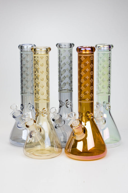 14" Luxury Logo 7 mm classic Electroplated Glass beaker Bong n Glass Bong Canadian Distributor