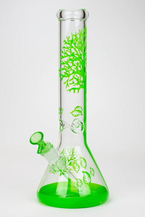 15" Tree of Life classic beaker glass bong-Lime Green - One Wholesale