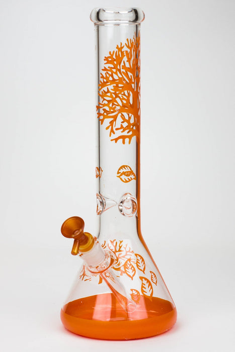 15" Tree of Life classic beaker glass bong-Orange - One Wholesale