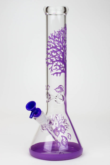 15" Tree of Life classic beaker glass bong-Purple - One Wholesale
