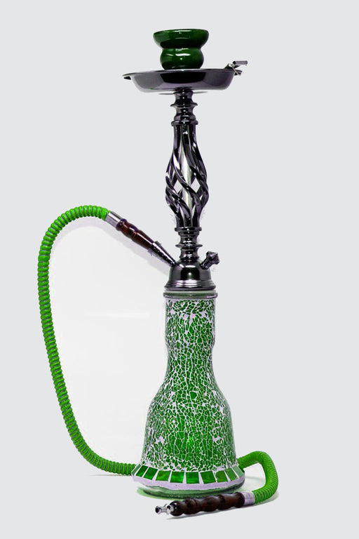 20" 1 hose Twisted wrought metal Hookah [AK2267] Hookah Canadian Distributor Green