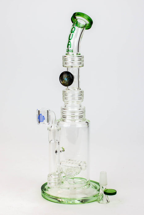 13" AQUA Glass / 2-in-1 / 7mm glass water bong-Green - One Wholesale