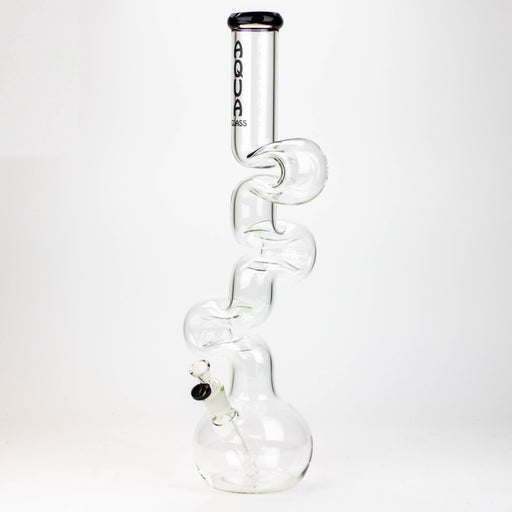 20" AQUA Glass Zig-zag glass water bong [AQUA026] Glass Bong Canadian Distributor Black