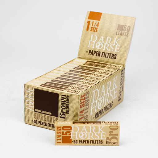 Rolling Paper DARK HORSE 1 1/4 BROWN Paper + Filters 1 - 1/4" Size BANKA