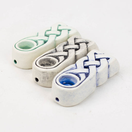 Handmade Ceramic Smoking Pipe [CELTIC] Ceramic Black Piranha Designs