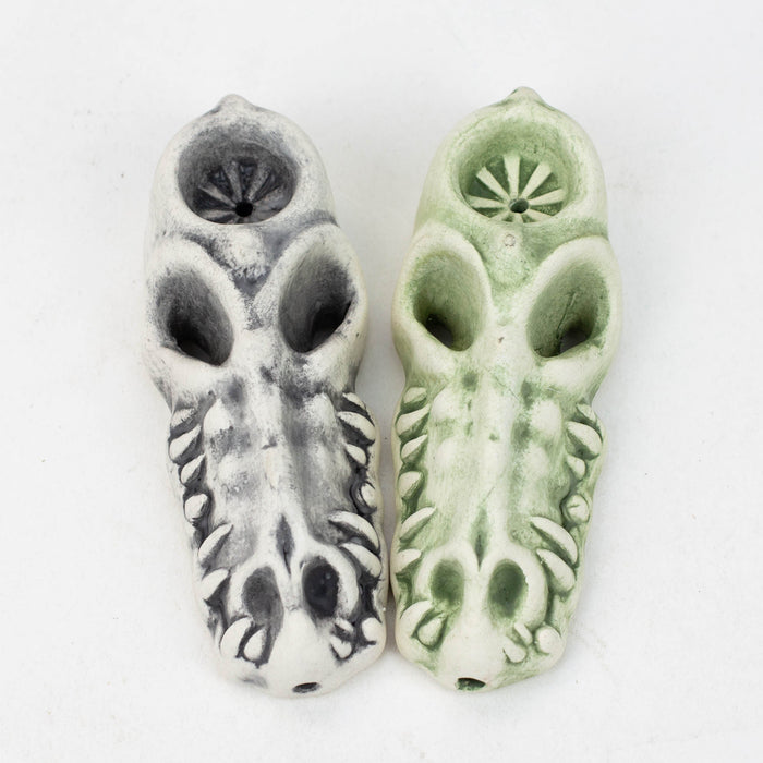 Handmade Ceramic Smoking Pipe [GATOR] Ceramic Pipe Black Piranha Designs