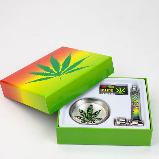 Metal Pipe, Grinder and screen gift set [AK22xx] Metal Pipe Canadian Distributor